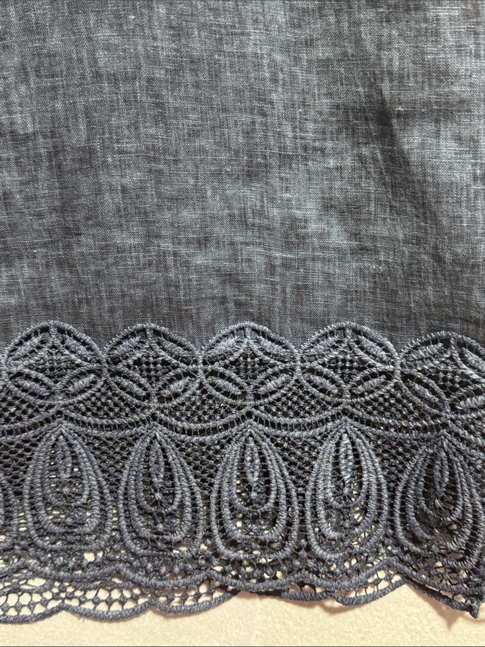 Angela Mara Sleeveless Slate Floral-Appliqué Linen Dress - Picture 5 of 6